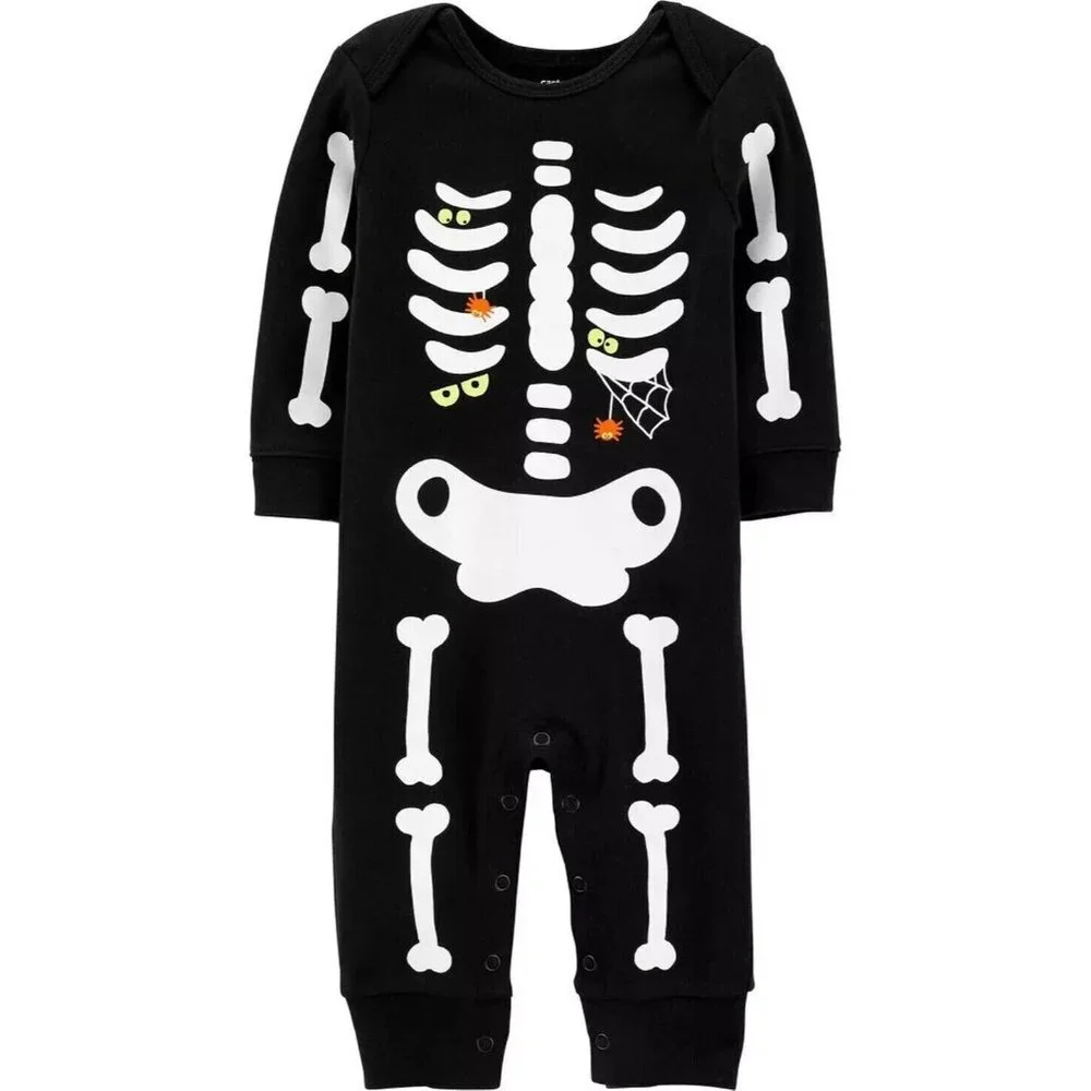 Baby Carter's Halloween Glow-In-The-Dark Skeleton Jumpsuit Newnborn - Picture 4 of 6